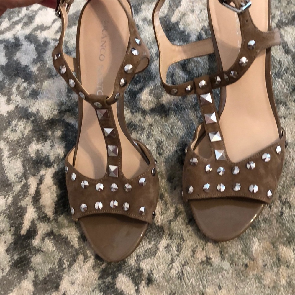 Franco Sarto stone suede heels with studs 8.5